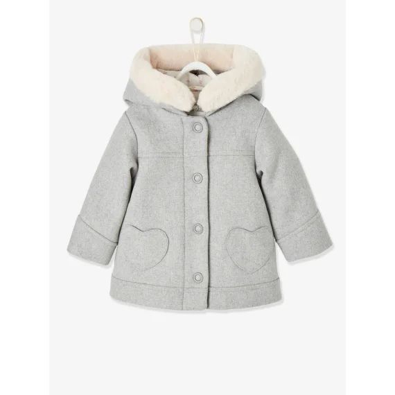Manteau à capuche bébé fille gris clair chine