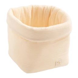Panière De Rangement En Double Gaze De Coton Beige