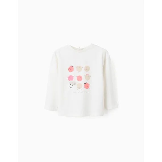 T-shirt À Manches Longues En Coton &lsquo;circle&rsquo; Beige Clair