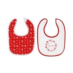 Bavoir Bébé Trois Kilos Sept – Motifs De Noël – Rouge – Coton Et Éponge – Mixte – A Partir De 4 Mois Rouge