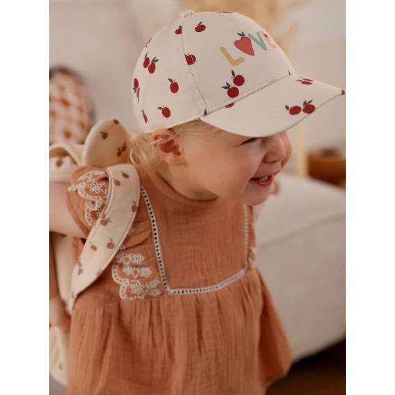 Casquette pommes bébé fille écru