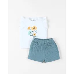 T-shirt Avec Short Coton Vert