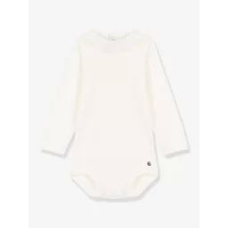 Body manches longues à collerette en coton bio PETIT BATEAU écru