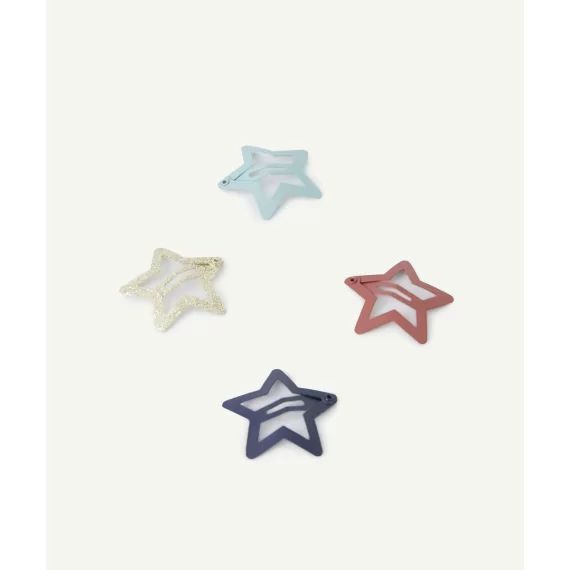 Lot de 4 barrettes étoiles bébé fille unis et pailletées –  – Soldes