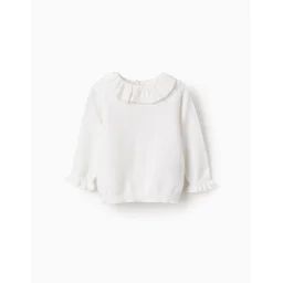 Pull En Maille Avec Volants Blanc
