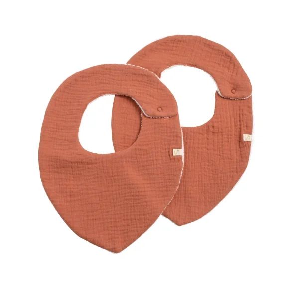Lot De 2 Bavoirs En Gaze De Coton Rouge