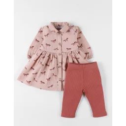 Set T-shirt + Legging Jersey Côtelé Rose