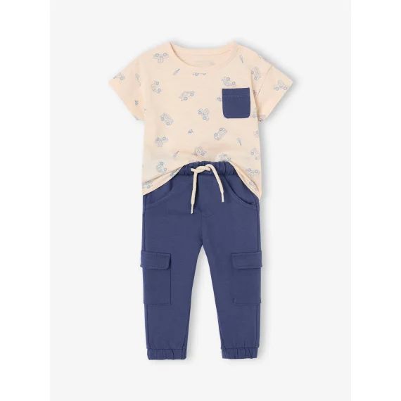 Ensemble T-shirt et pantalon en molleton bébé indigo