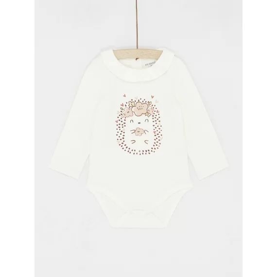 Body Blanc Cassé À Motif Hérisson Fille