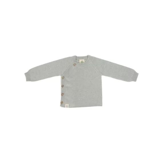 Gilet tricoté en coton bio GOTS gris-vert (0-2 mois)