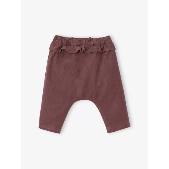 Pantalon bébé en velours aubergine