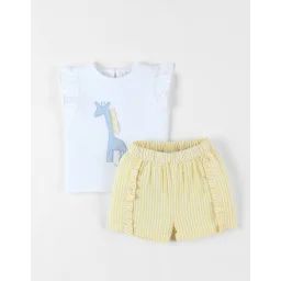 Set T-shirt Girafe + Short Blanc
