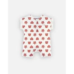 Combishort à imprimé all over en coton rouge