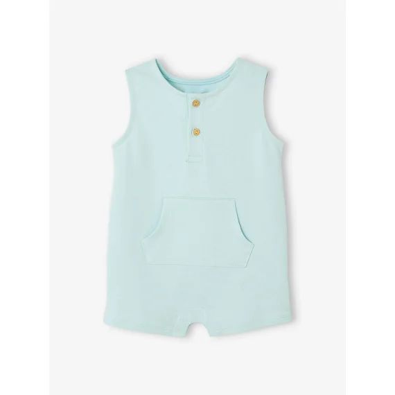 Combishort en molleton bébé bleu ciel