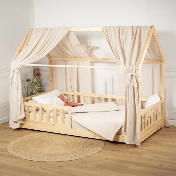 Ciel De Lit Cabane En Gaze De Coton Duo 330 Cm Beige