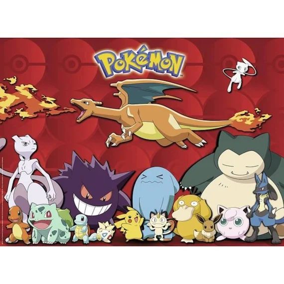 Puzzle 100 pièces XXL Pokémon préférés – Ravensburger – Paysage et nature – Rouge – 6 ans rouge