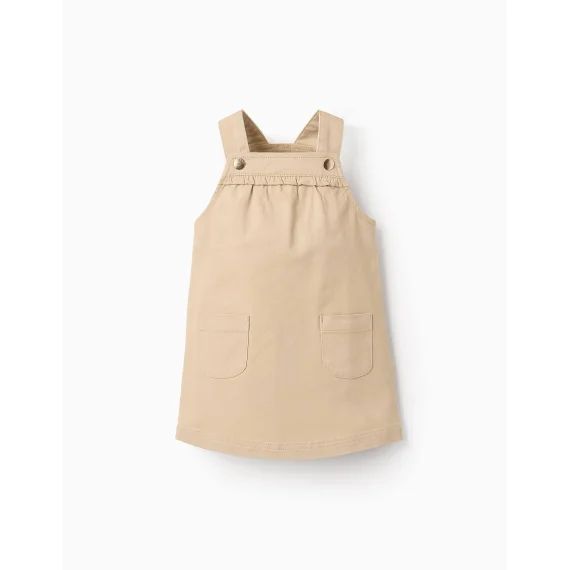 Robe-salopette En Sergé Beige Foncé