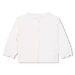 Cardigan tricoté en coton Fille Blanc