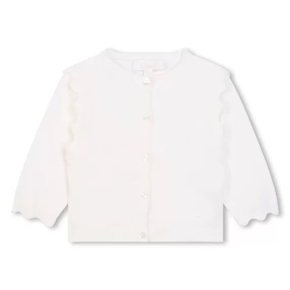 Cardigan tricoté en coton Fille Blanc