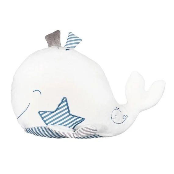 Doudou baleine en velours blanc – SAUTHON – Blue Baleine – Mixte – 34 x 25 cm – Bébé blanc