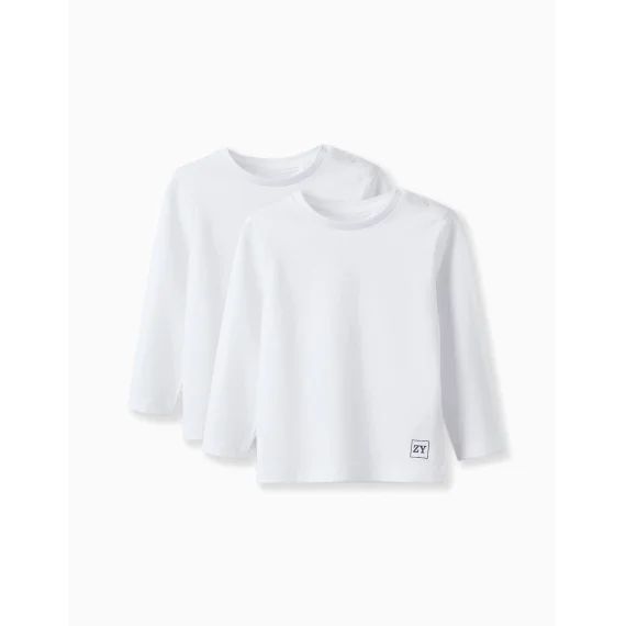 Pack 2 T-shirts À Manches Longues Blanc