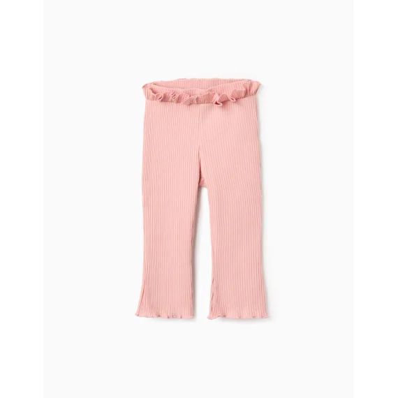 Pantalon Côtelé Avec Volants Flare Rose