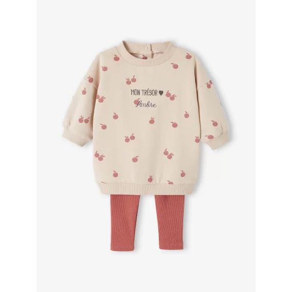 Ensemble robe + legging bébé personnalisable beige doré
