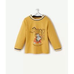 Le t-shirt jaune en coton biologique avec flocage scooter –  – Soldes
