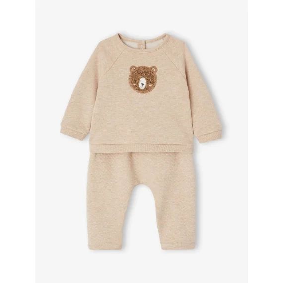 Ensemble bébé sweat et pantalon beige chiné