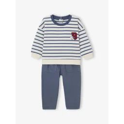 Ensemble sweat-shirt + pantalon bébé bleu grisé