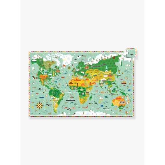 Puzzle d&rsquo;observation 200 pièces Tour du Monde DJECO vert
