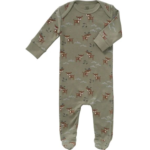 Pyjama en coton bio Deer olive (naissance : 50 cm)