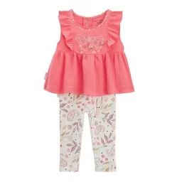 Ensemble Blouse Et Legging En Gaze De Coton Bébé Fille Haapiti Rose