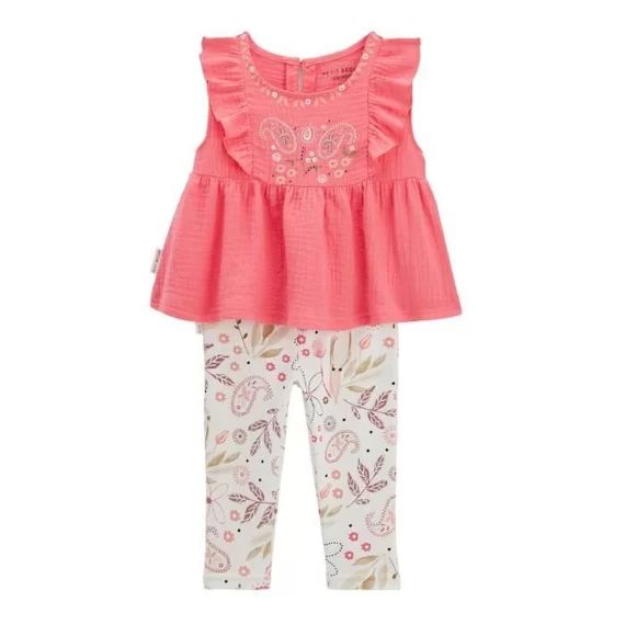 Ensemble Blouse Et Legging En Gaze De Coton Bébé Fille Haapiti Rose