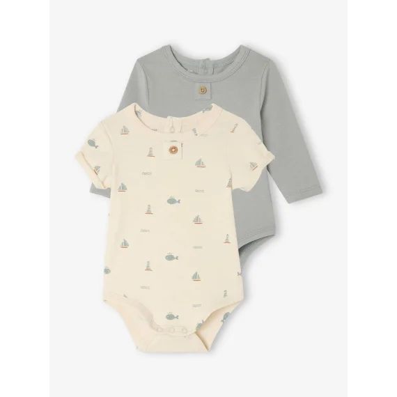 Lot de 2 bodies naissance écru