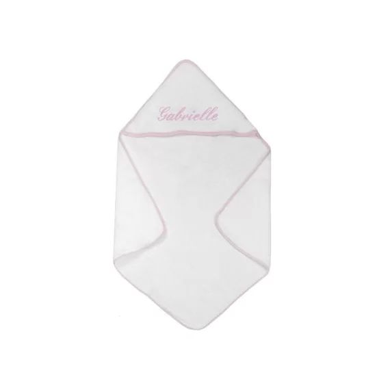 Cape de bain biais rose personnalisable (80 x 80 cm)