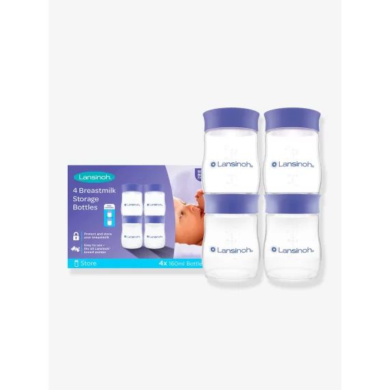 Lot de 4 pots de conservation LANSINOH 160 ml pour lait maternel blanc