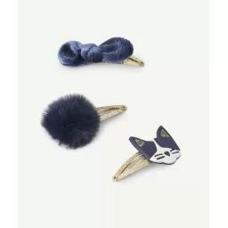 Lot de 3 barrettes bébé fille pailletées bleu marine –  – Soldes