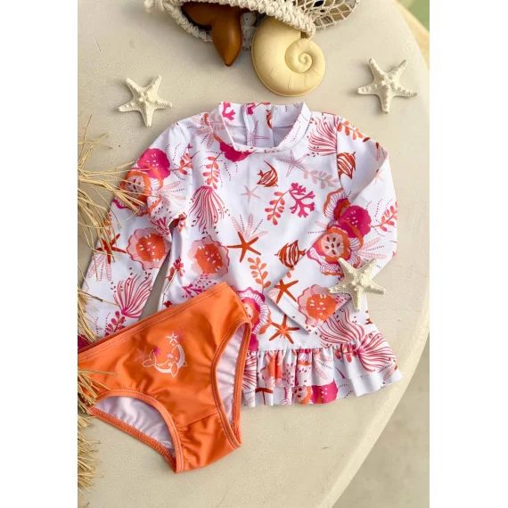Maillot De Bain Bébé 2 Pièces T-shirt De Protection Uv & Culotte Bahamas Ecru