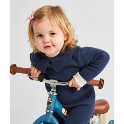 Pull bleu marine en maille avec col claudine bébé fille –  – Soldes
