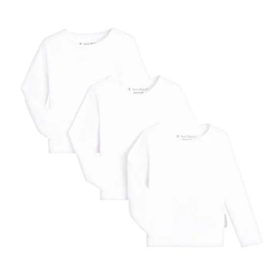 Lot De 3 Maillots De Corps Manches Longues Contenant Du Coton Bio Blanc