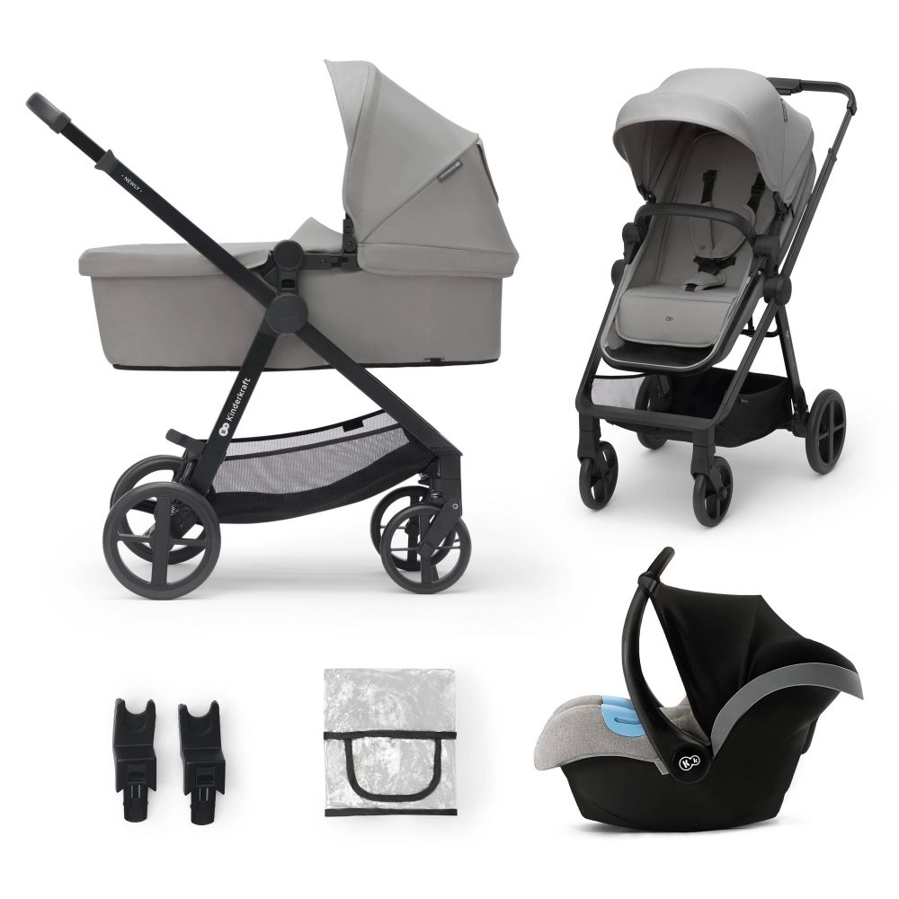 Poussette Kinderkraft Newly + Nacelle + Coque Auto – Grey