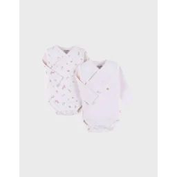 Lot De 2 Bodies Croisés En Coton Motif Lapin Rose