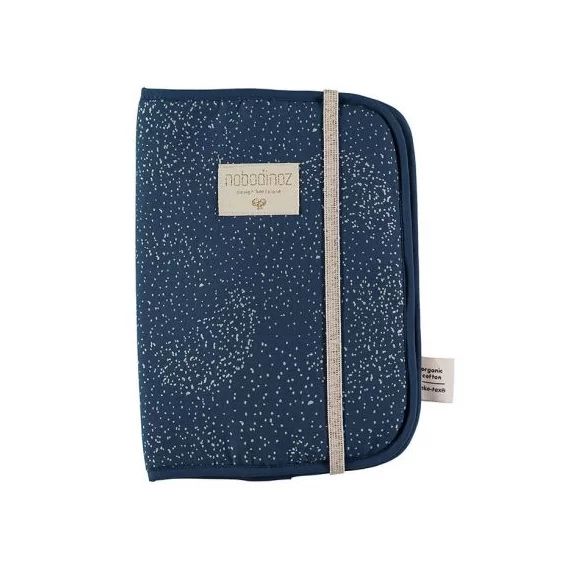 Protège carnet de santé Poema coton bio Gold bubble Night blue
