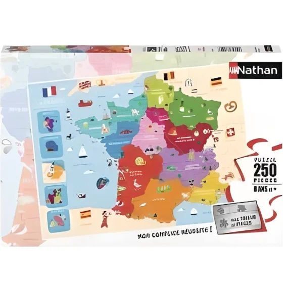 Puzzle 250 Pièces Carte De France – Ravensburger – Voyage Et Cartes – Mixte – 8 Ans Et Plus Bleu
