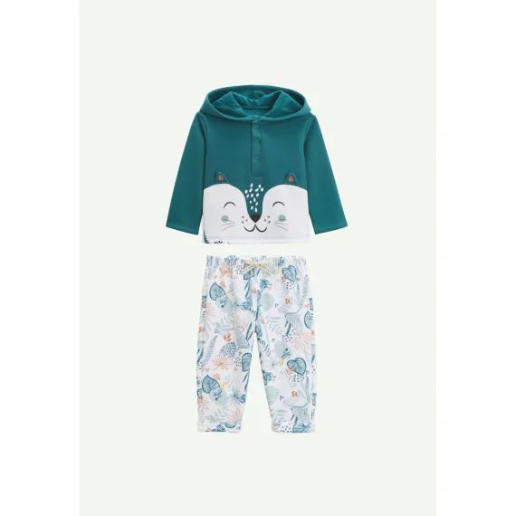 Ensemble Bébé Sweat-shirt À Capuche Et Pantalon En Molleton Roméo Bleu