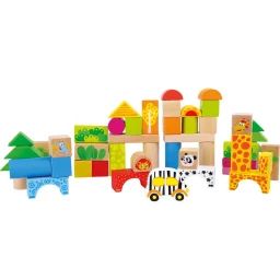 Blocs De Construction En Bois Zoo Beige