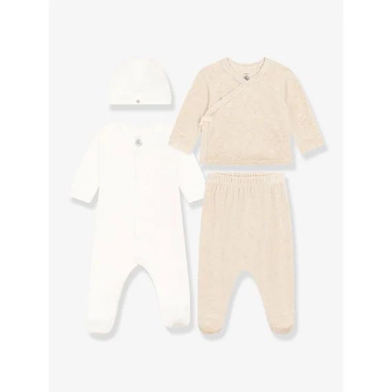 Ensembe 4 pièces en coton bébé PETIT BATEAU gris chiné
