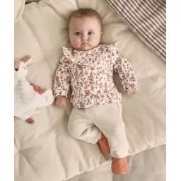 Legging bébé en coton mélangé écru