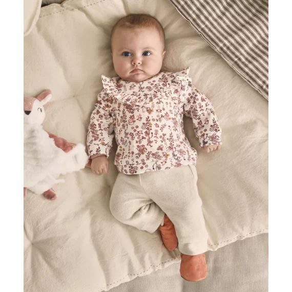 Legging bébé en coton mélangé écru